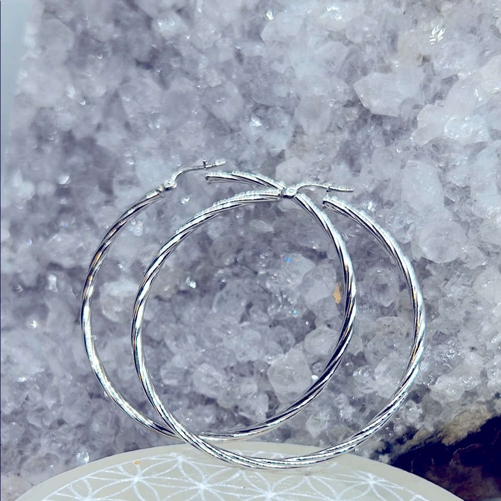 Twisted Sterling Silver Hoop Earrings